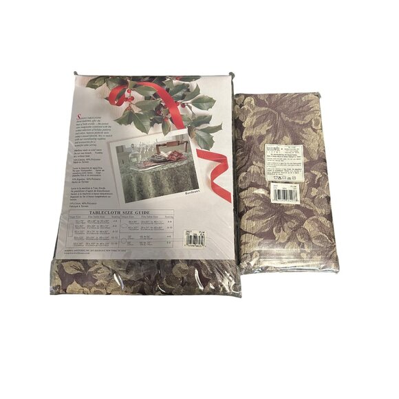 Christmas Seasons Tablecloth 4 Dinner Napkins Set 60" x 84" Oblong 19" x 19" Ove - Picture 3 of 4